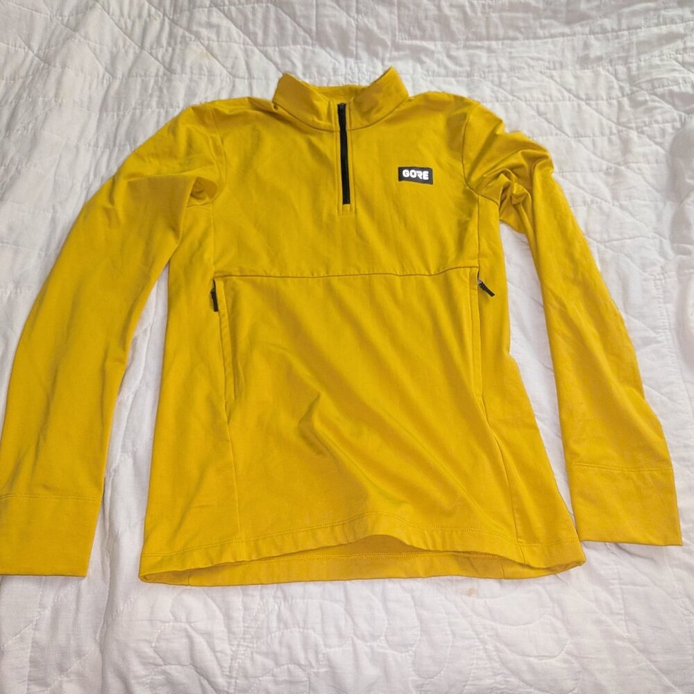 💛 Gorewear Everyday Thermo 1/4 Zip Long Sleeve Size S Men EUC Yellow Fleece ✨
